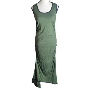Nikki Babie Ruched Mermaid Maxi Dress Size XL Racer Back Green Rayon Bamboo